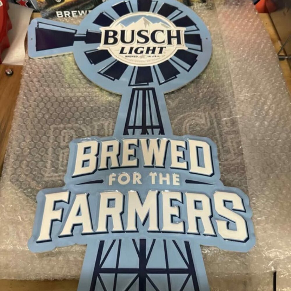 Busch Light Brewed for the Farmers Tin Sign‎ – Windmill Shaped – 24"  Decor